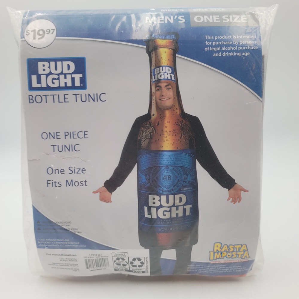 Bud Light Bottle Tunic Costume Rasta Imposta Mens One Size Fits Most Blue Brown